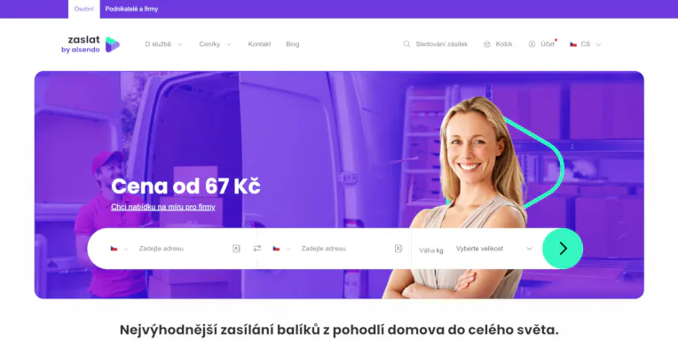 Screenshot of Zaslat.cz